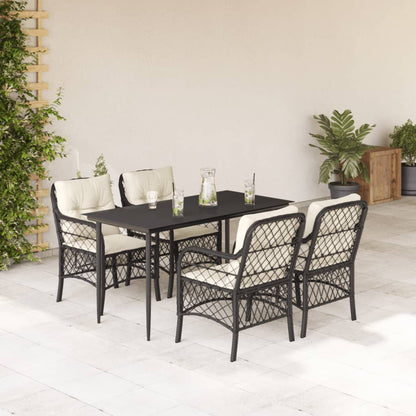 Bistrosæt til Haven 3 Dele med Hynder Polyrattan Sort