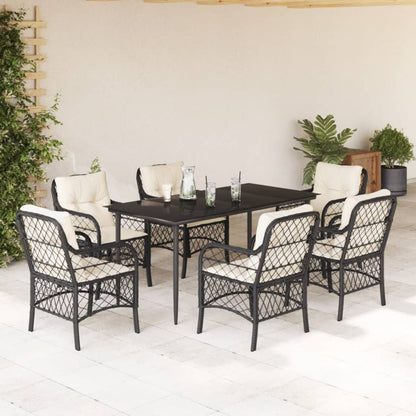 Bistrosæt til Haven 3 Dele med Hynder Polyrattan Sort