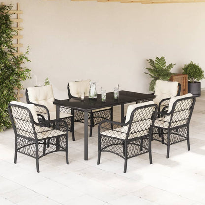 Bistrosæt til Haven 3 Dele med Hynder Polyrattan Sort