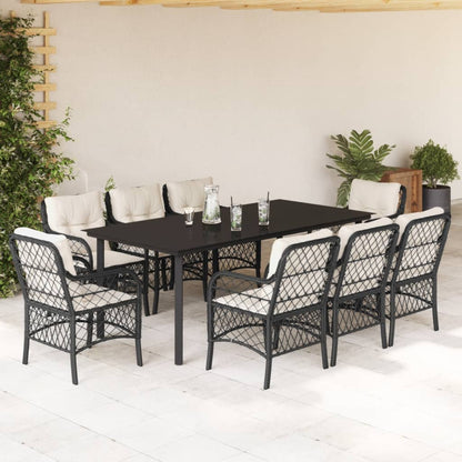 Bistrosæt til Haven 3 Dele med Hynder Polyrattan Sort