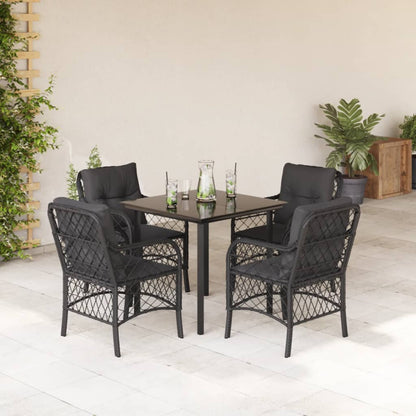 Bistrosæt til Haven 3 Dele med Hynder Polyrattan Sort