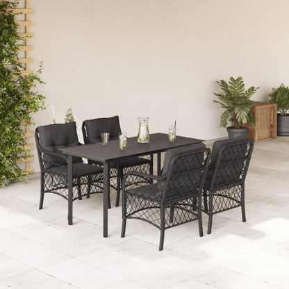 Bistrosæt til Haven 3 Dele med Hynder Polyrattan Sort