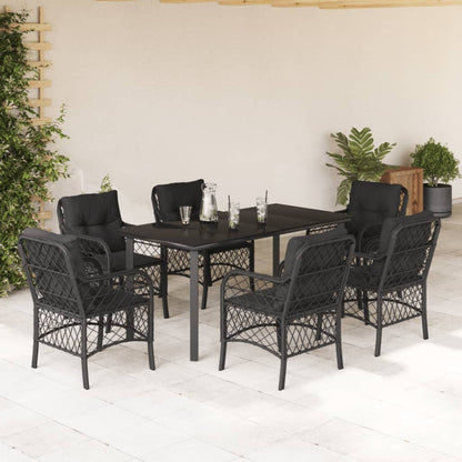 Bistrosæt til Haven 3 Dele med Hynder Polyrattan Sort