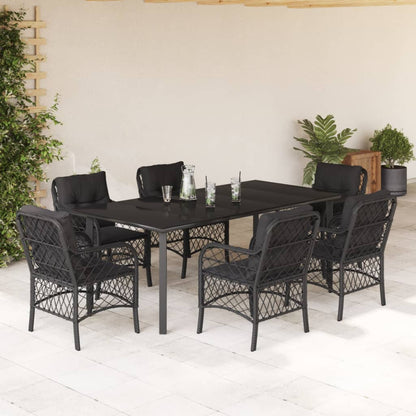 Bistrosæt til Haven 3 Dele med Hynder Polyrattan Sort