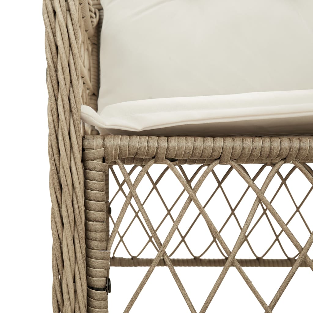 Bistrosæt til Haven 3 Dele med Hynder Polyrattan Beige - billede 5