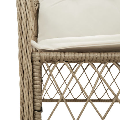 Bistrosæt til Haven 3 Dele med Hynder Polyrattan Beige - billede 5