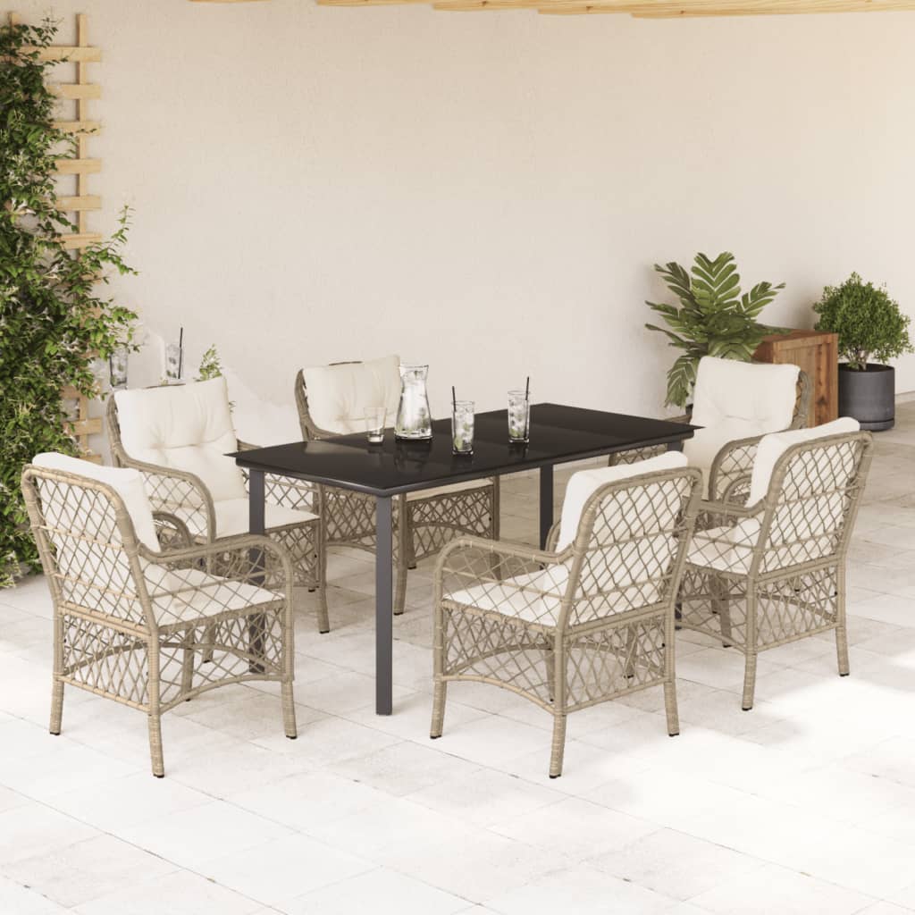 Bistrosæt til Haven 3 Dele med Hynder Polyrattan Beige