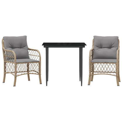 Spisebordssæt Til Haven 5 Dele Med Hynder Polyrattan Beige