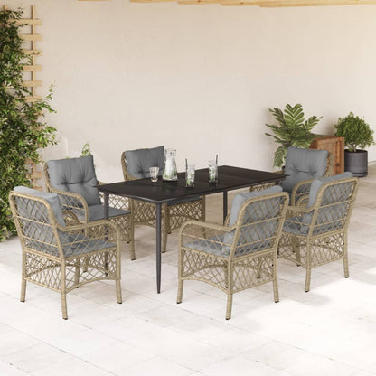 Spisebordssæt Til Haven 5 Dele Med Hynder Polyrattan Beige