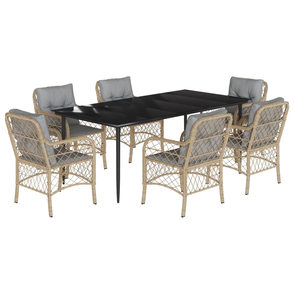 Spisebordssæt Til Haven 5 Dele Med Hynder Polyrattan Beige