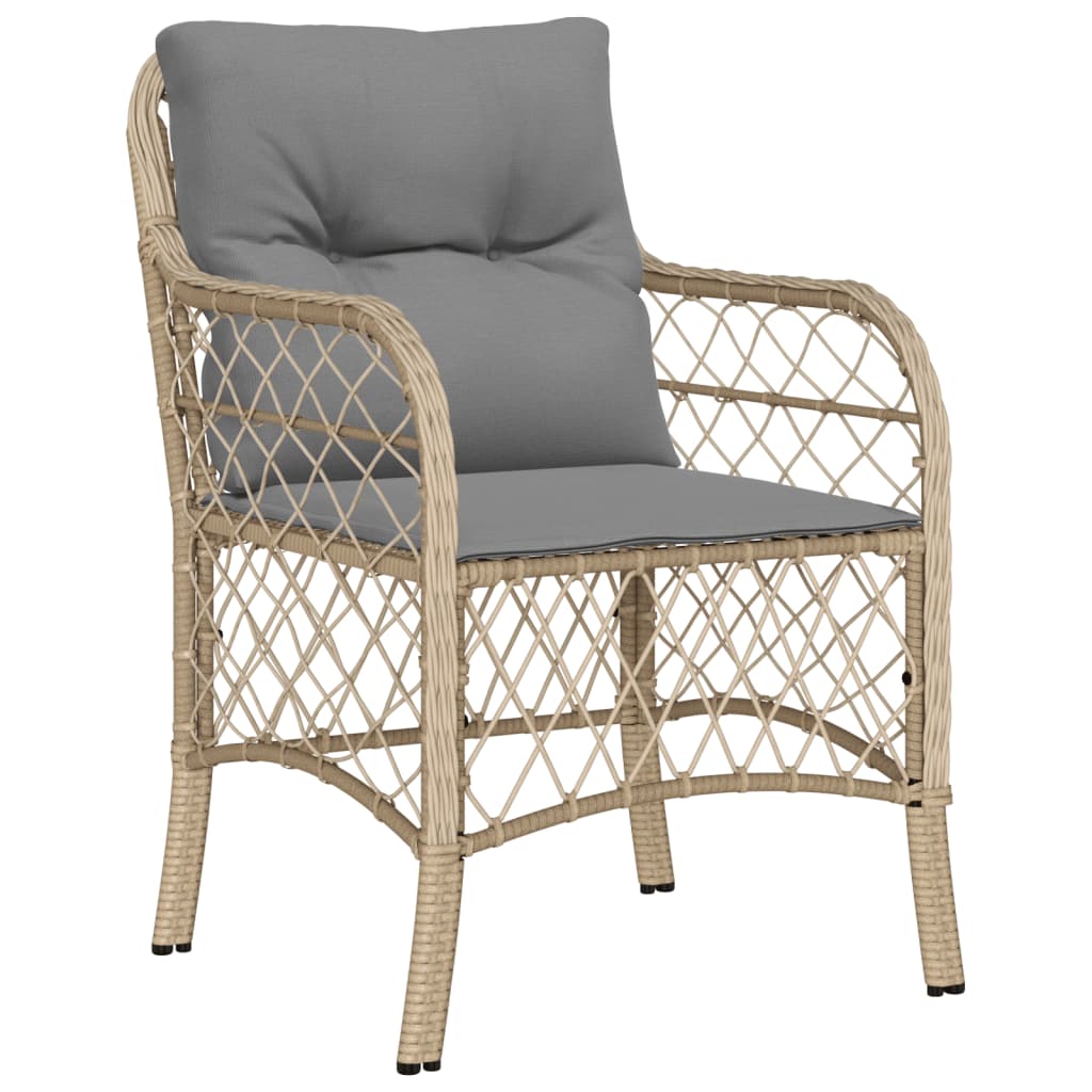 Spisebordssæt Til Haven 5 Dele Med Hynder Polyrattan Beige