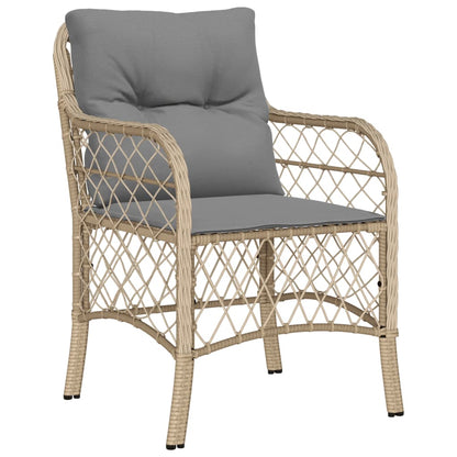 Spisebordssæt Til Haven 5 Dele Med Hynder Polyrattan Beige