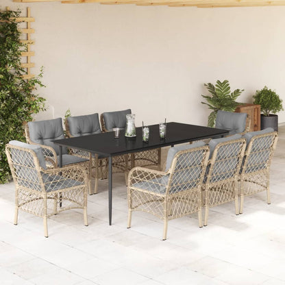 Spisebordssæt Til Haven 5 Dele Med Hynder Polyrattan Beige