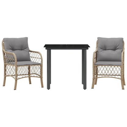 Spisebordssæt Til Haven 5 Dele Med Hynder Polyrattan Beige