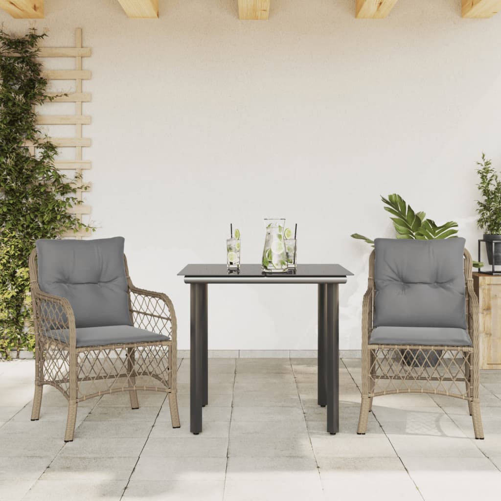 Spisebordssæt Til Haven 5 Dele Med Hynder Polyrattan Beige