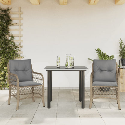 Spisebordssæt Til Haven 5 Dele Med Hynder Polyrattan Beige