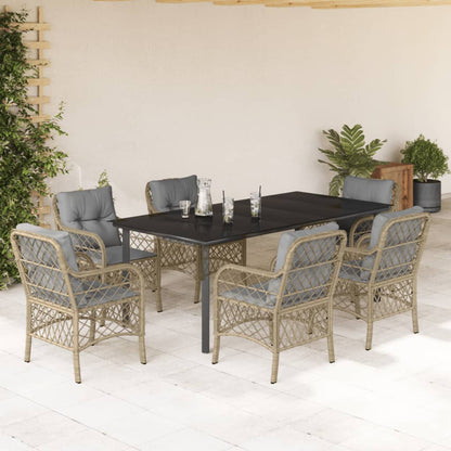 Spisebordssæt Til Haven 5 Dele Med Hynder Polyrattan Beige