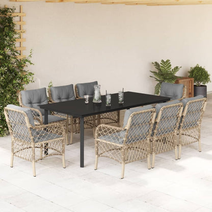 Spisebordssæt Til Haven 5 Dele Med Hynder Polyrattan Beige