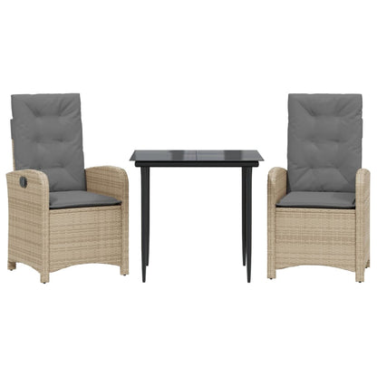 Spisebordssæt Til Haven 7 Dele Med Hynder Polyrattan Beige