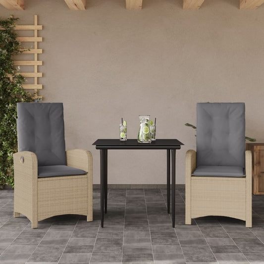 Spisebordssæt Til Haven 7 Dele Med Hynder Polyrattan Beige