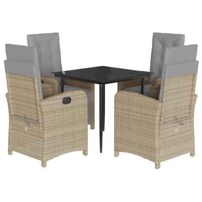 Spisebordssæt Til Haven 7 Dele Med Hynder Polyrattan Beige
