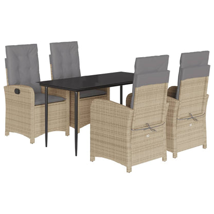 Spisebordssæt Til Haven 7 Dele Med Hynder Polyrattan Beige