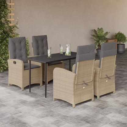 Spisebordssæt Til Haven 7 Dele Med Hynder Polyrattan Beige