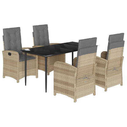 Spisebordssæt Til Haven 7 Dele Med Hynder Polyrattan Beige