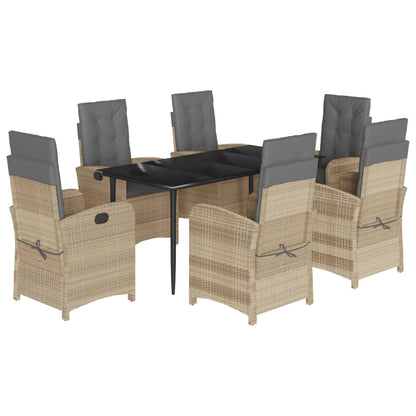 Spisebordssæt Til Haven 7 Dele Med Hynder Polyrattan Beige