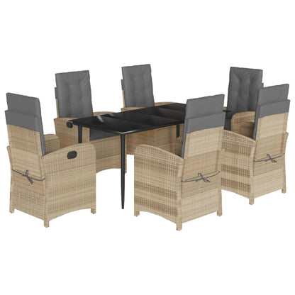 Spisebordssæt Til Haven 7 Dele Med Hynder Polyrattan Beige