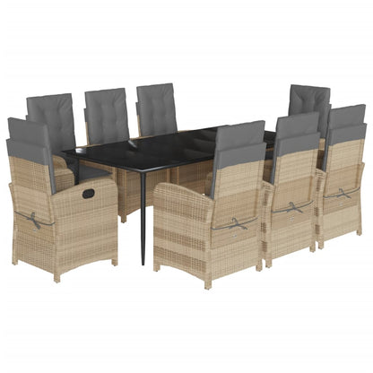 Spisebordssæt Til Haven 7 Dele Med Hynder Polyrattan Beige