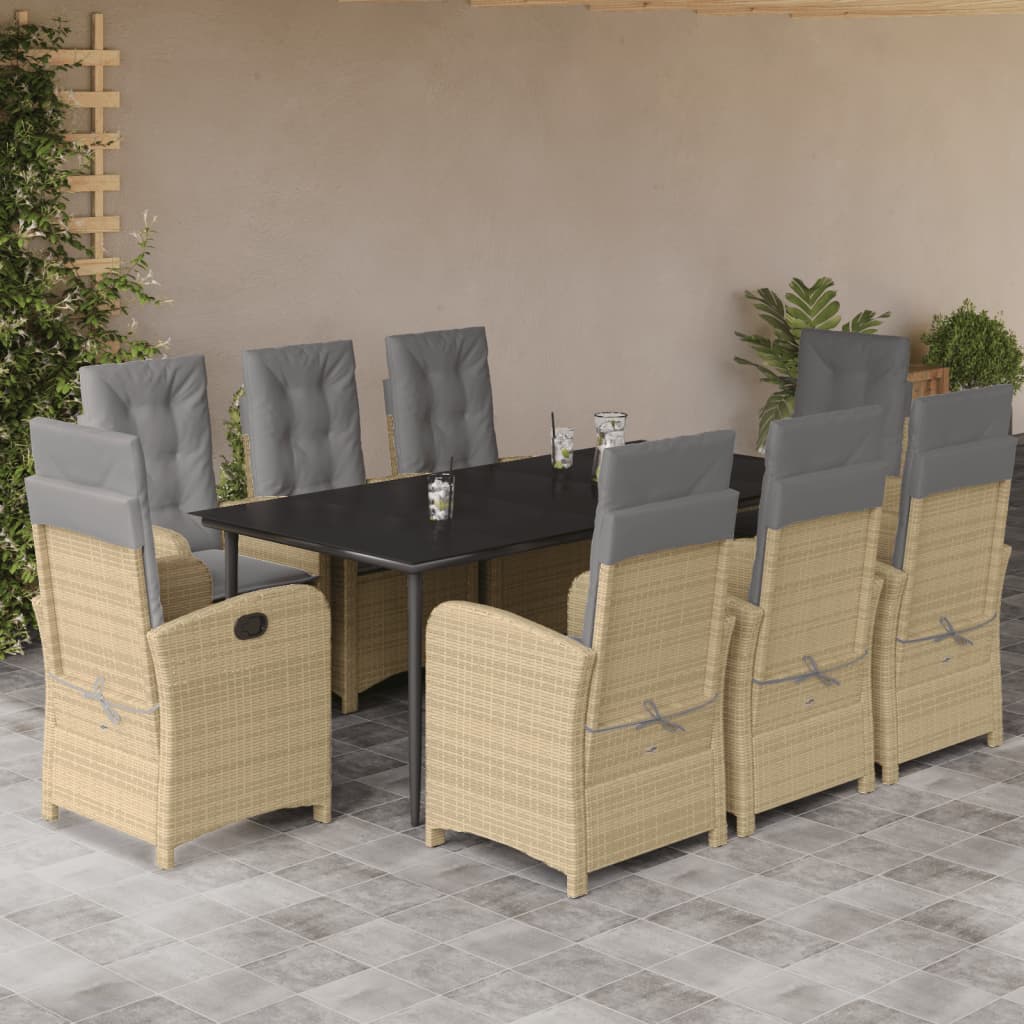Spisebordssæt Til Haven 7 Dele Med Hynder Polyrattan Beige
