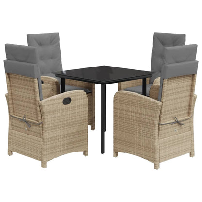 Spisebordssæt Til Haven 7 Dele Med Hynder Polyrattan Beige