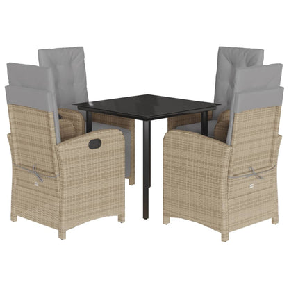 Spisebordssæt Til Haven 7 Dele Med Hynder Polyrattan Beige