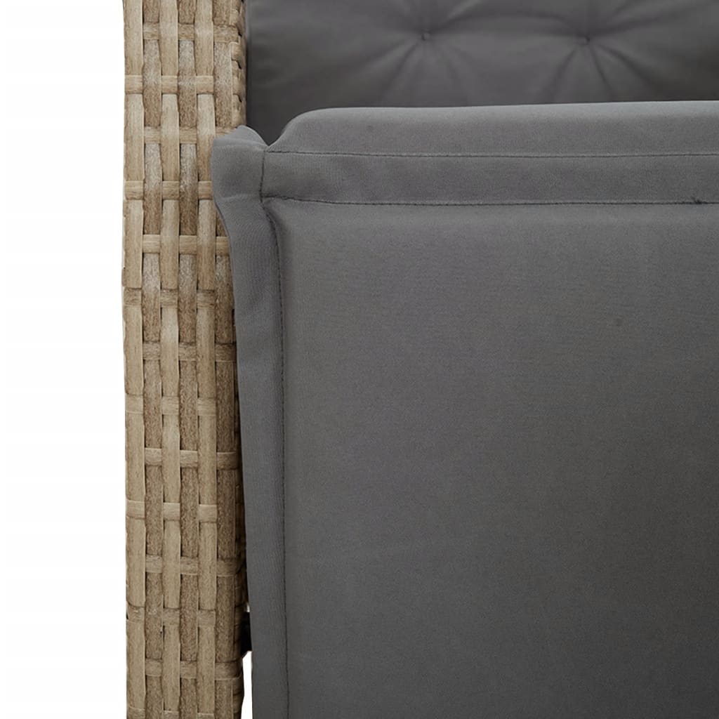 Spisebordssæt Til Haven 7 Dele Med Hynder Polyrattan Beige