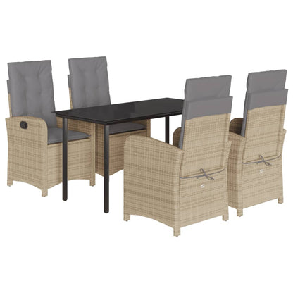 Spisebordssæt Til Haven 7 Dele Med Hynder Polyrattan Beige