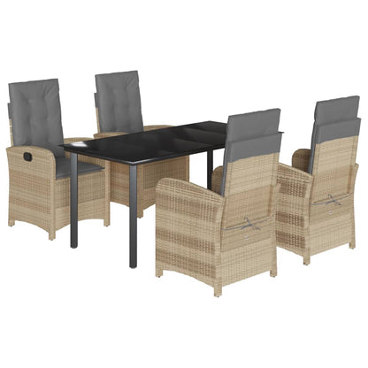 Spisebordssæt Til Haven 7 Dele Med Hynder Polyrattan Beige