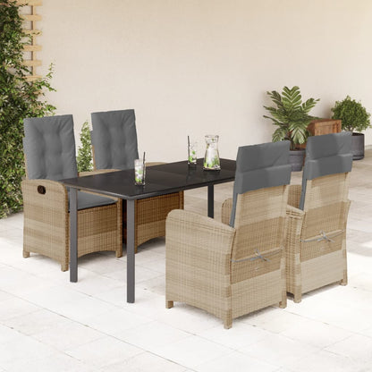 Spisebordssæt Til Haven 7 Dele Med Hynder Polyrattan Beige