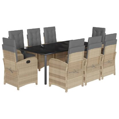 Spisebordssæt Til Haven 7 Dele Med Hynder Polyrattan Beige