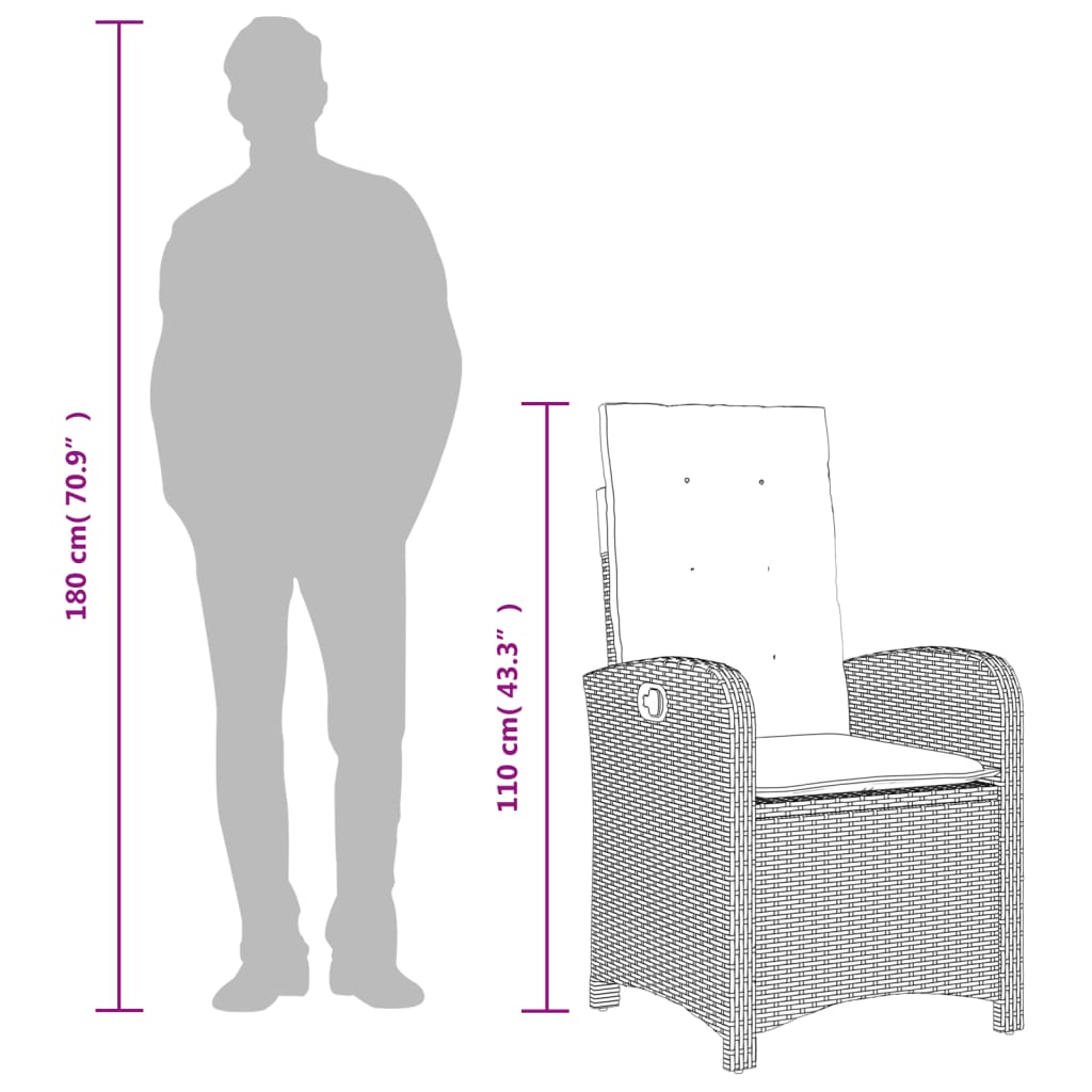 Spisebordssæt Til Haven 7 Dele Med Hynder Polyrattan Beige