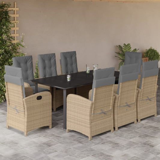 Spisebordssæt Til Haven 7 Dele Med Hynder Polyrattan Beige