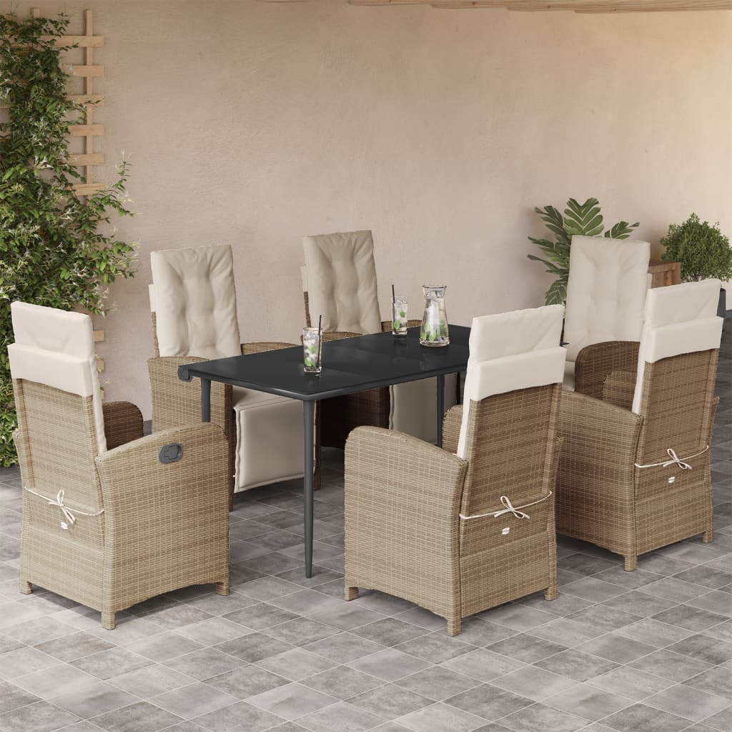 Bistrosæt til Haven 3 Dele med Hynder Polyrattan Beige
