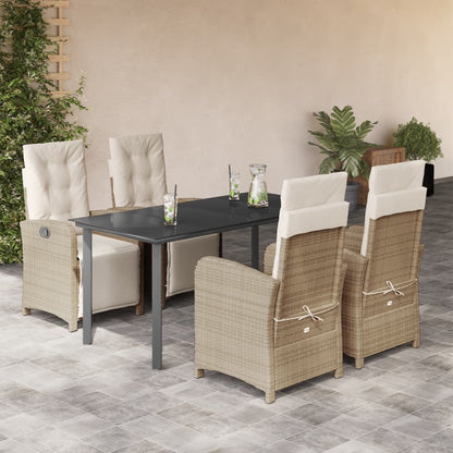 Bistrosæt til Haven 3 Dele med Hynder Polyrattan Beige