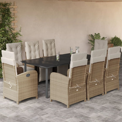 Bistrosæt til Haven 3 Dele med Hynder Polyrattan Beige