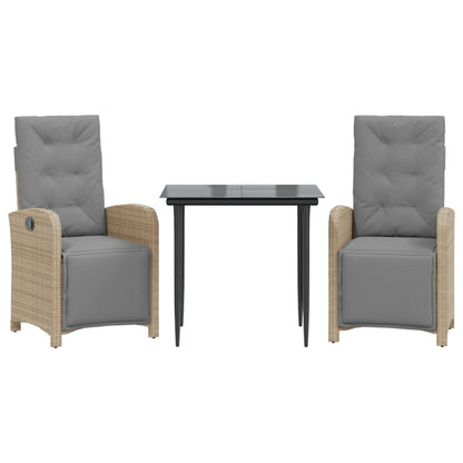 Spisebordssæt Til Haven 5 Dele Med Hynder Polyrattan Beige