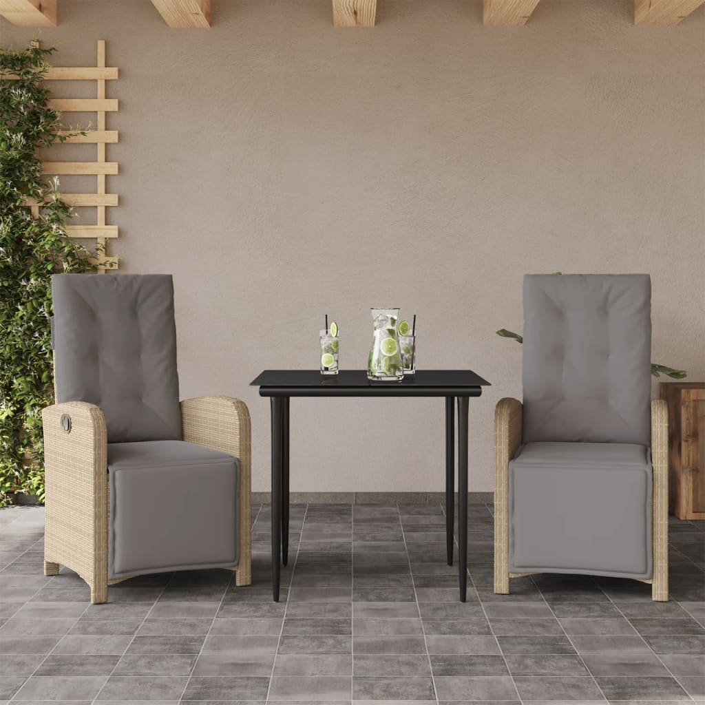 Spisebordssæt Til Haven 5 Dele Med Hynder Polyrattan Beige