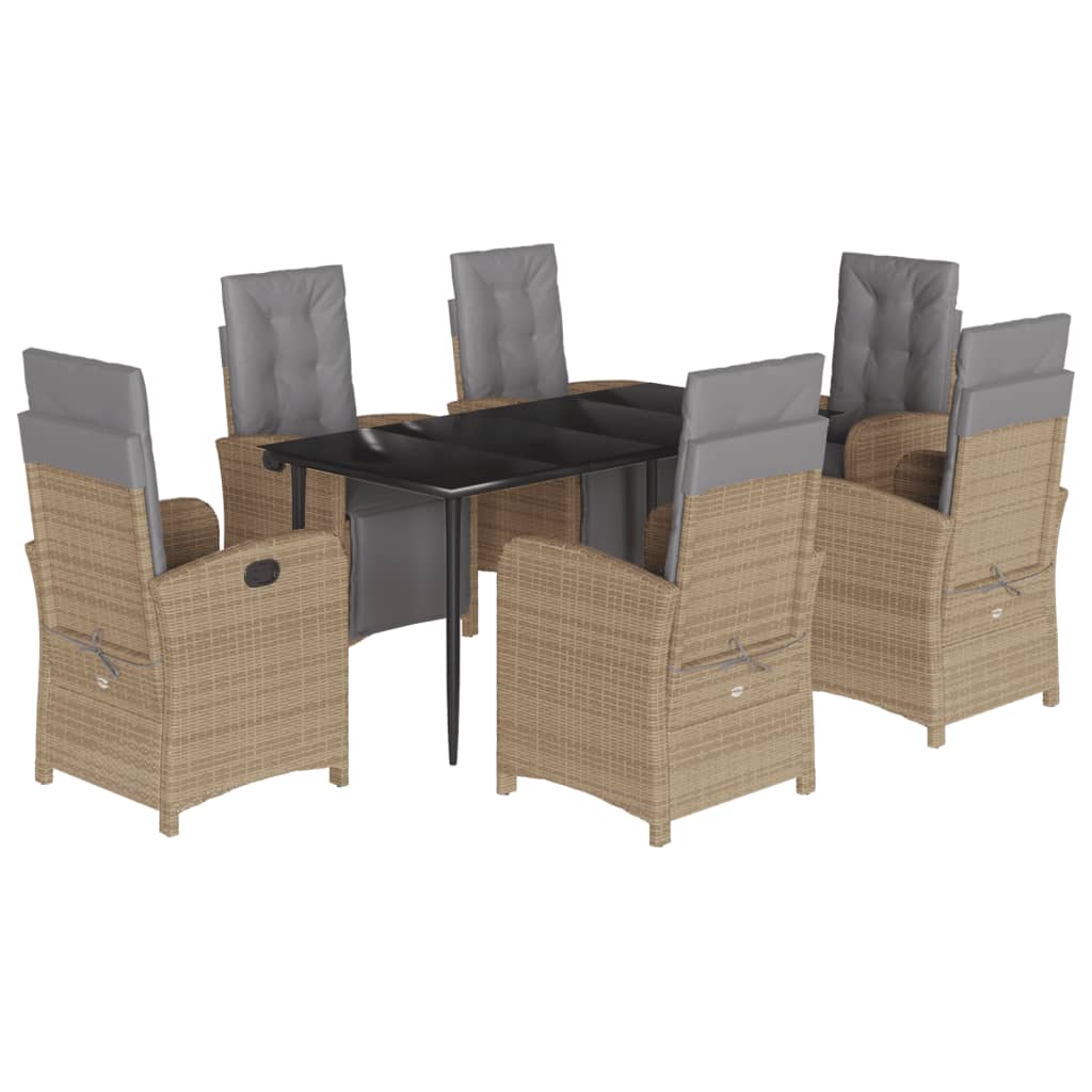 Spisebordssæt Til Haven 5 Dele Med Hynder Polyrattan Beige