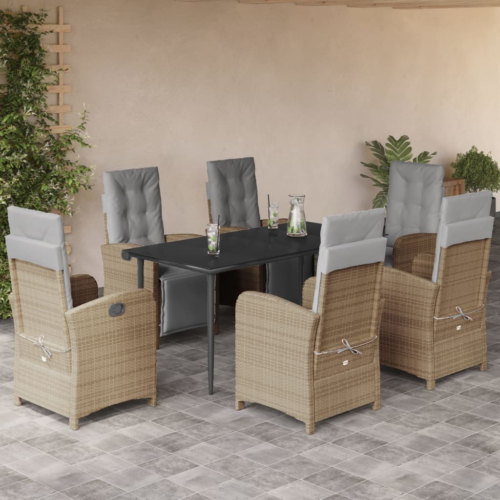 Spisebordssæt Til Haven 5 Dele Med Hynder Polyrattan Beige