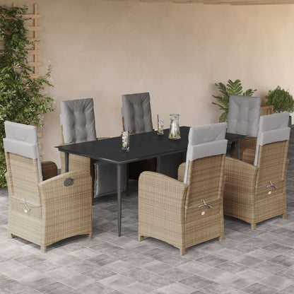 Spisebordssæt Til Haven 5 Dele Med Hynder Polyrattan Beige