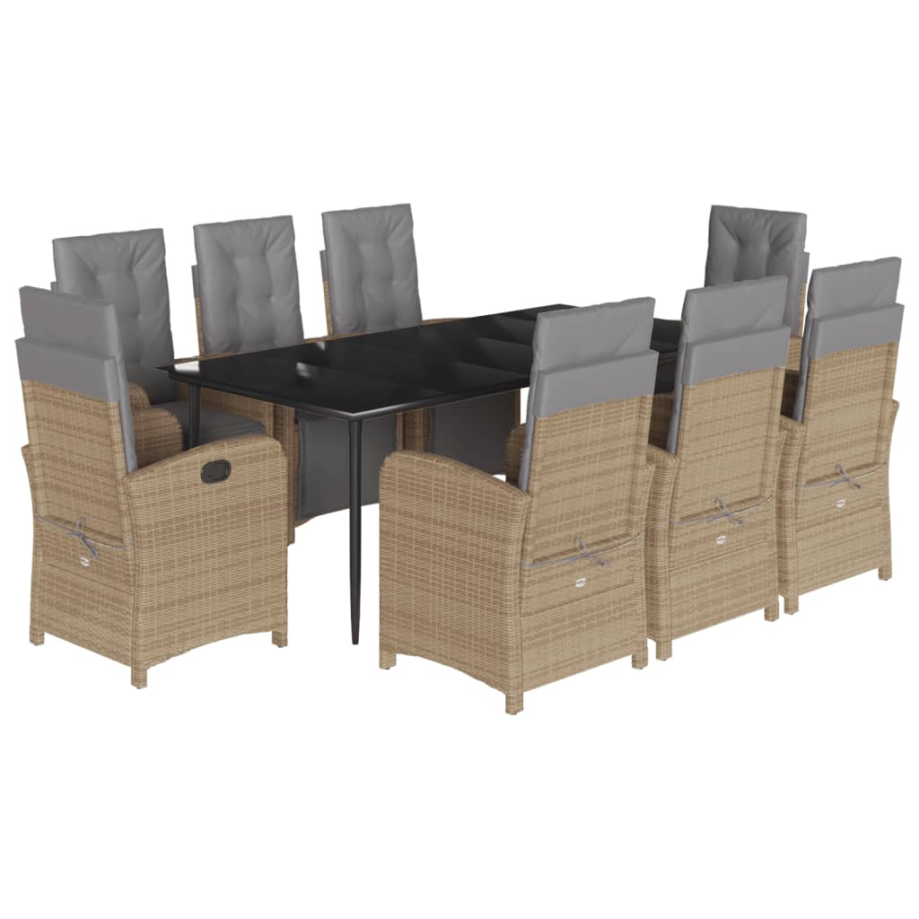 Spisebordssæt Til Haven 5 Dele Med Hynder Polyrattan Beige